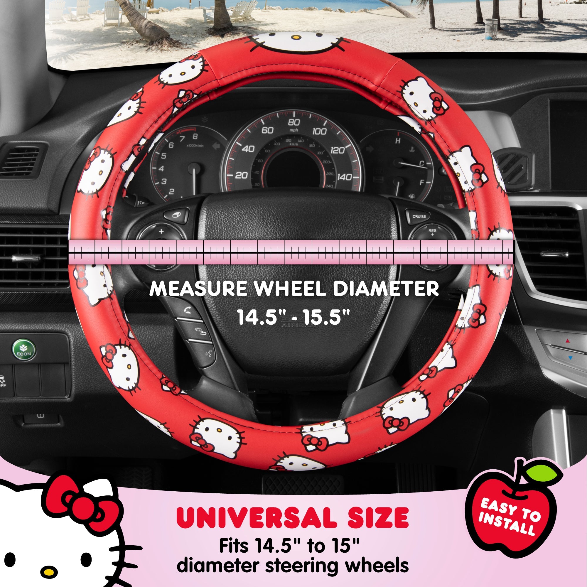 Carbella Sanrio Hello Kitty Original Steering Wheel Cover (Fits 14.5" - 15")