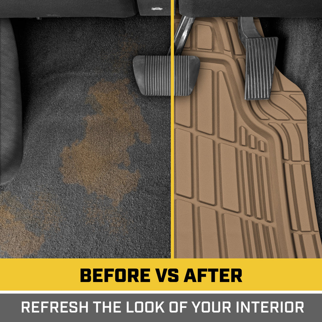 CAT 3-Piece ToughRide Rubber Front Floor Mats and Rear Floor Mats - Heavy Duty, All Weather, Trim to Fit