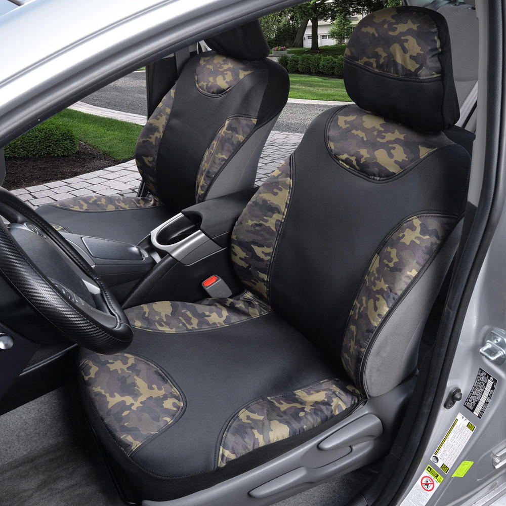 BDK 2-Pack Camo Two-Tone Water-Proof Front Seat Covers