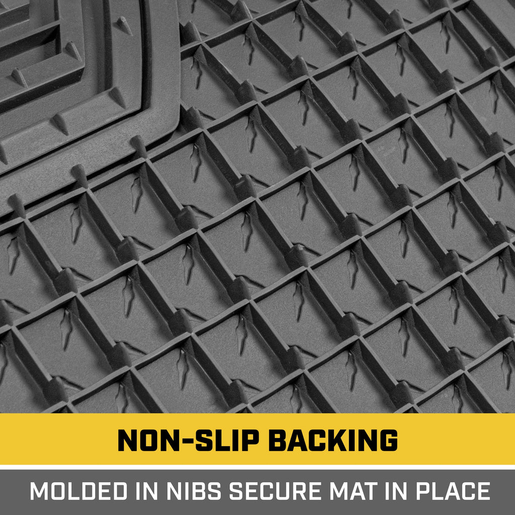 CAT 4-Piece Two-Tone Metallic-Look Front Floor Mats and Rear Floor Mats - Heavy Duty, All Weather, Trim to Fit