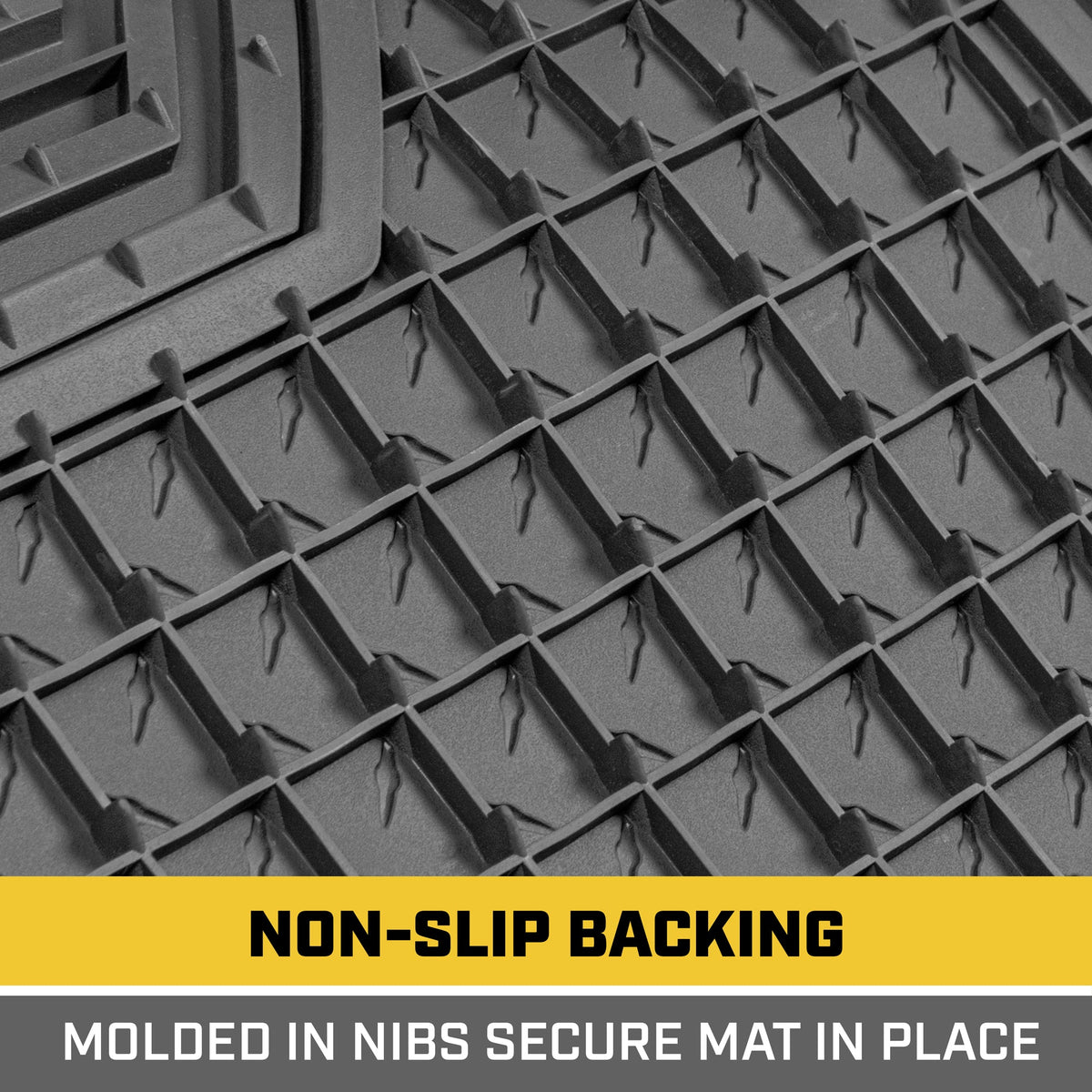 CAT 4-Piece Two-Tone Metallic-Look Front Floor Mats and Rear Floor Mats - Heavy Duty, All Weather, Trim to Fit