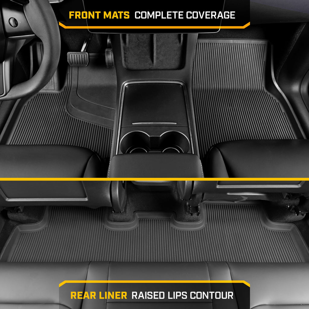 Cat® JustFit™ 3D Floor Mats for Tesla Model Y 2024 2023 2022 2021 2020 - Custom Fit Tesla Model Y Floor Mats with Extended Coverage Design, Premium Floor Liner Tesla Model Y Accessories