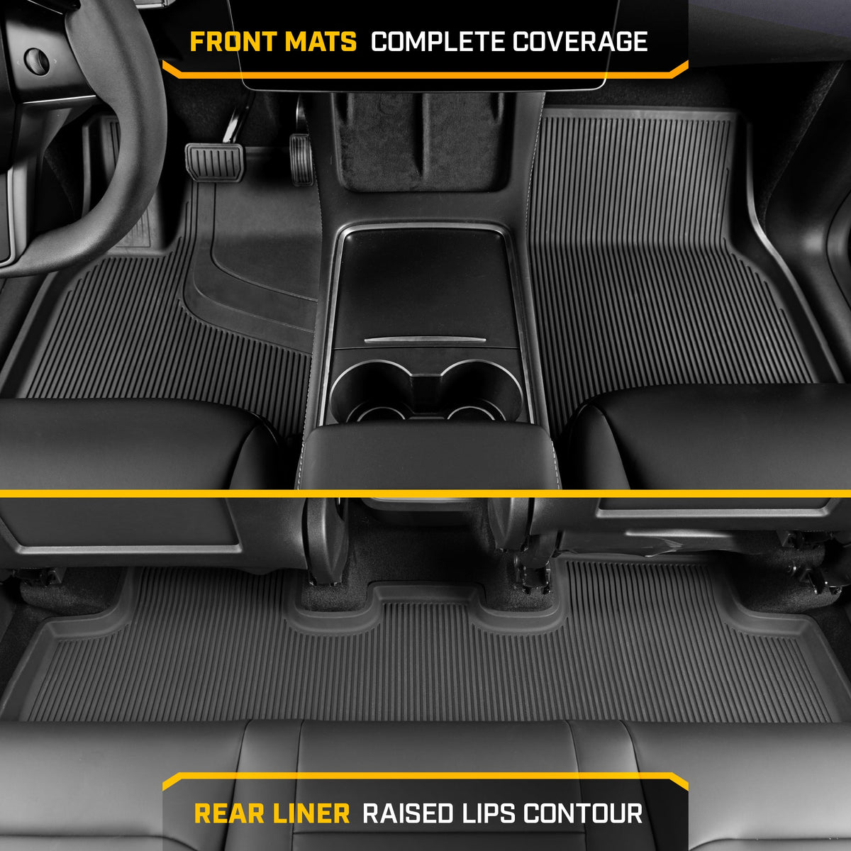 Cat® JustFit™ 3D Floor Mats for Tesla Model Y 2024 2023 2022 2021 2020 - Custom Fit Tesla Model Y Floor Mats with Extended Coverage Design, Premium Floor Liner Tesla Model Y Accessories