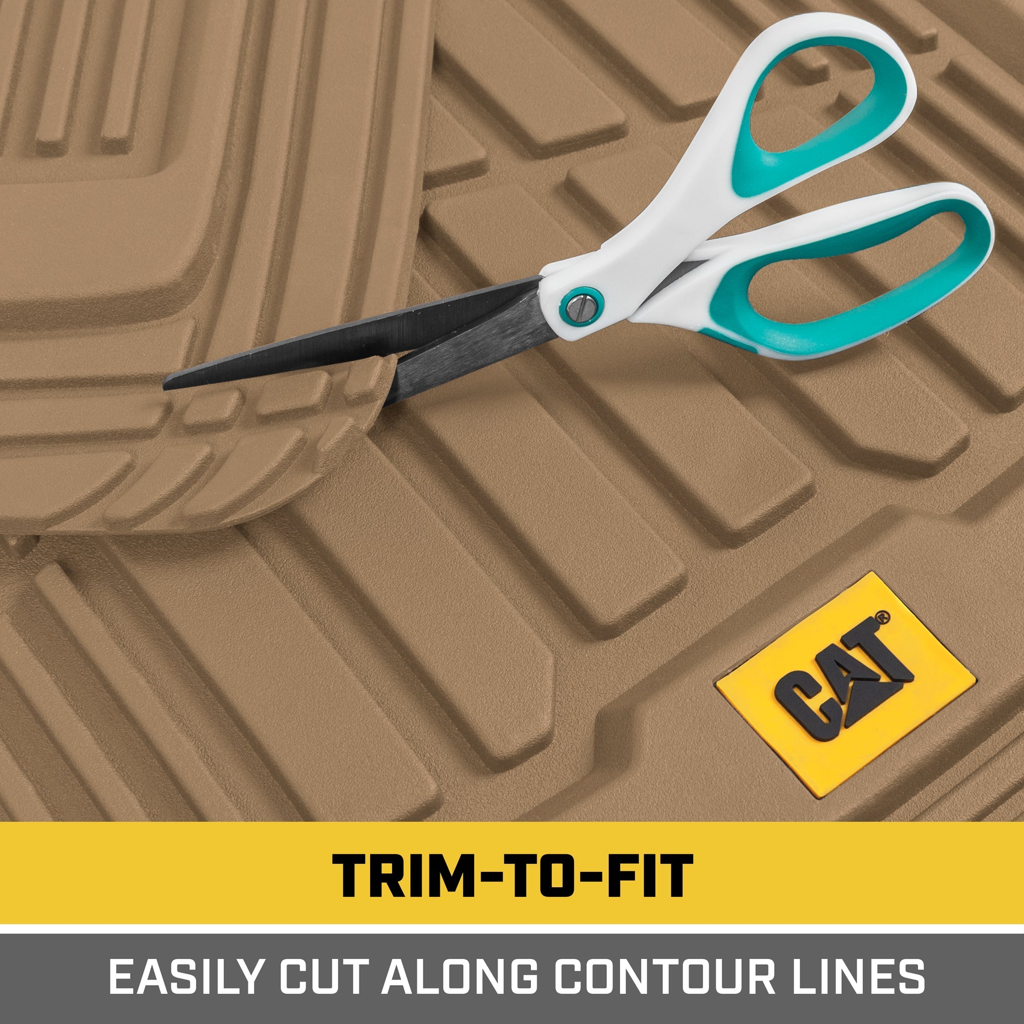 CAT 3-Piece ToughRide Rubber Front Floor Mats and Rear Floor Mats - Heavy Duty, All Weather, Trim to Fit