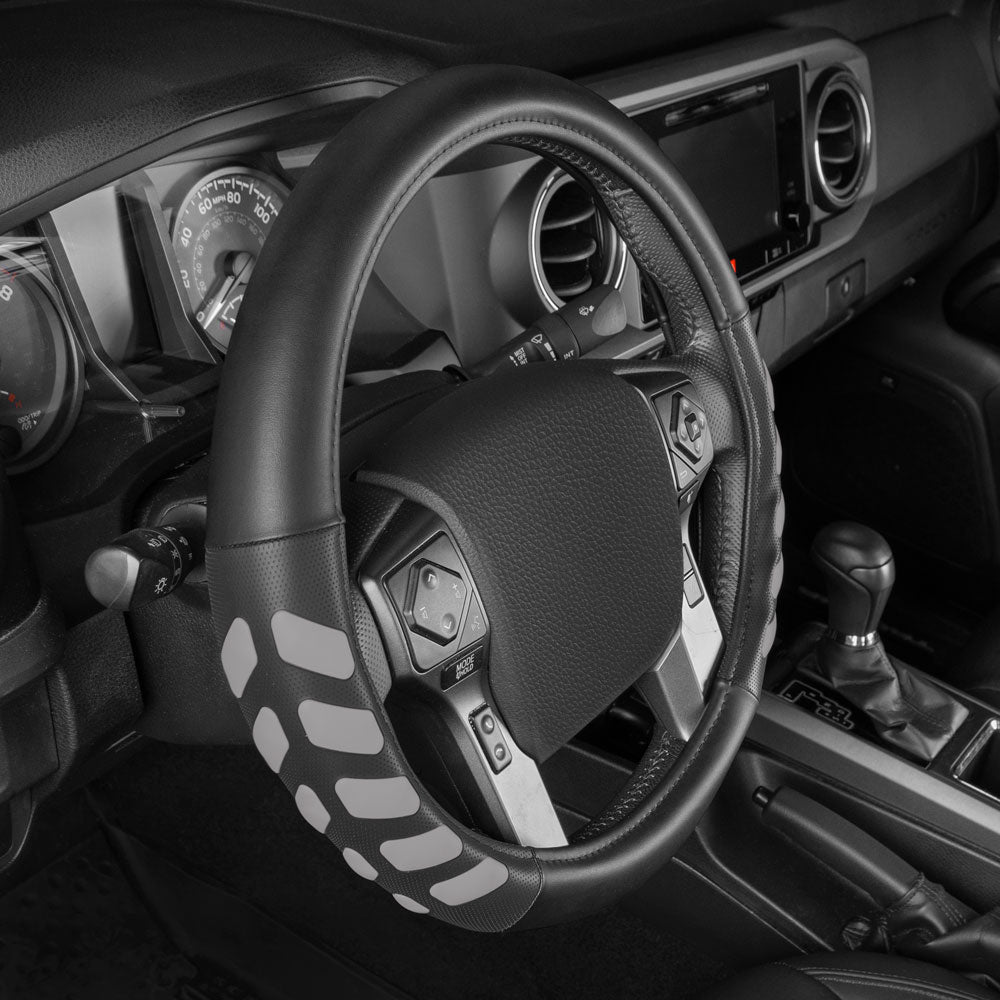 CAT UltraSport Faux Leather Steering Wheel Cover for RVs, Semi-Trucks, Trucks, and Big Rigs L (15.5" - 16.5")