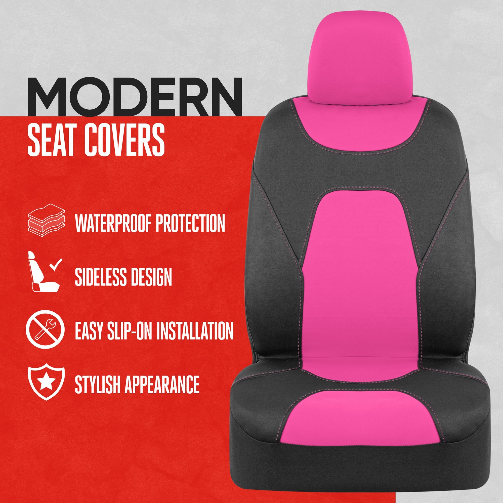 MotorTrend 2-Pack AquaShield Water-Proof Two-Tone Neoprene Front Seat Covers