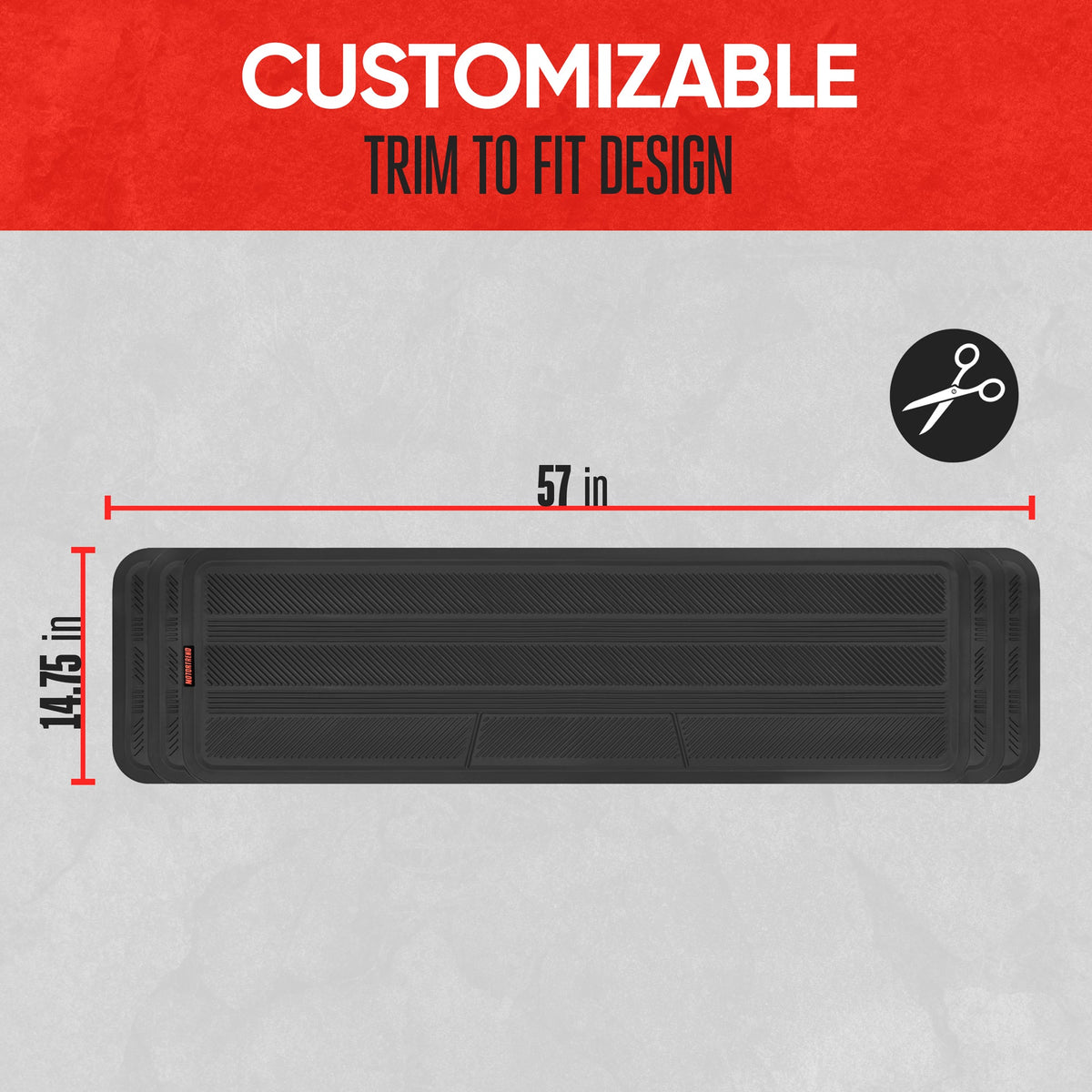 MotorTrend WeatherPlus Rubber Floor Runner - Heavy Duty, All Weather, Trim to Fit (57" x 14.75")
