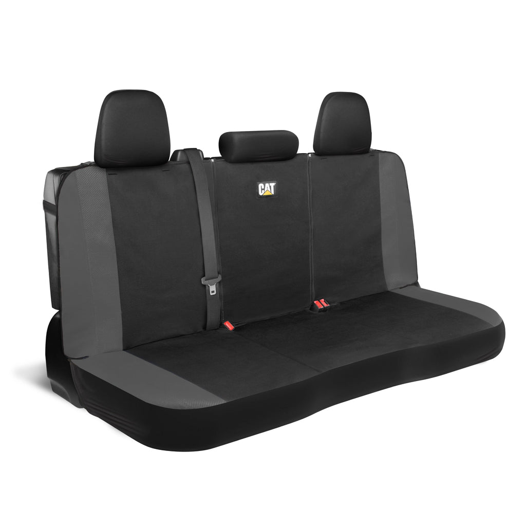 Cat Flexfit Gray Rear Seat Cover for Car – Durable Canvas & Mesh Design 60/40 Split Bench Protector for Cars, Trucks & SUVs – Back Seat Cover for Rear Bench – Interior Car Accessory