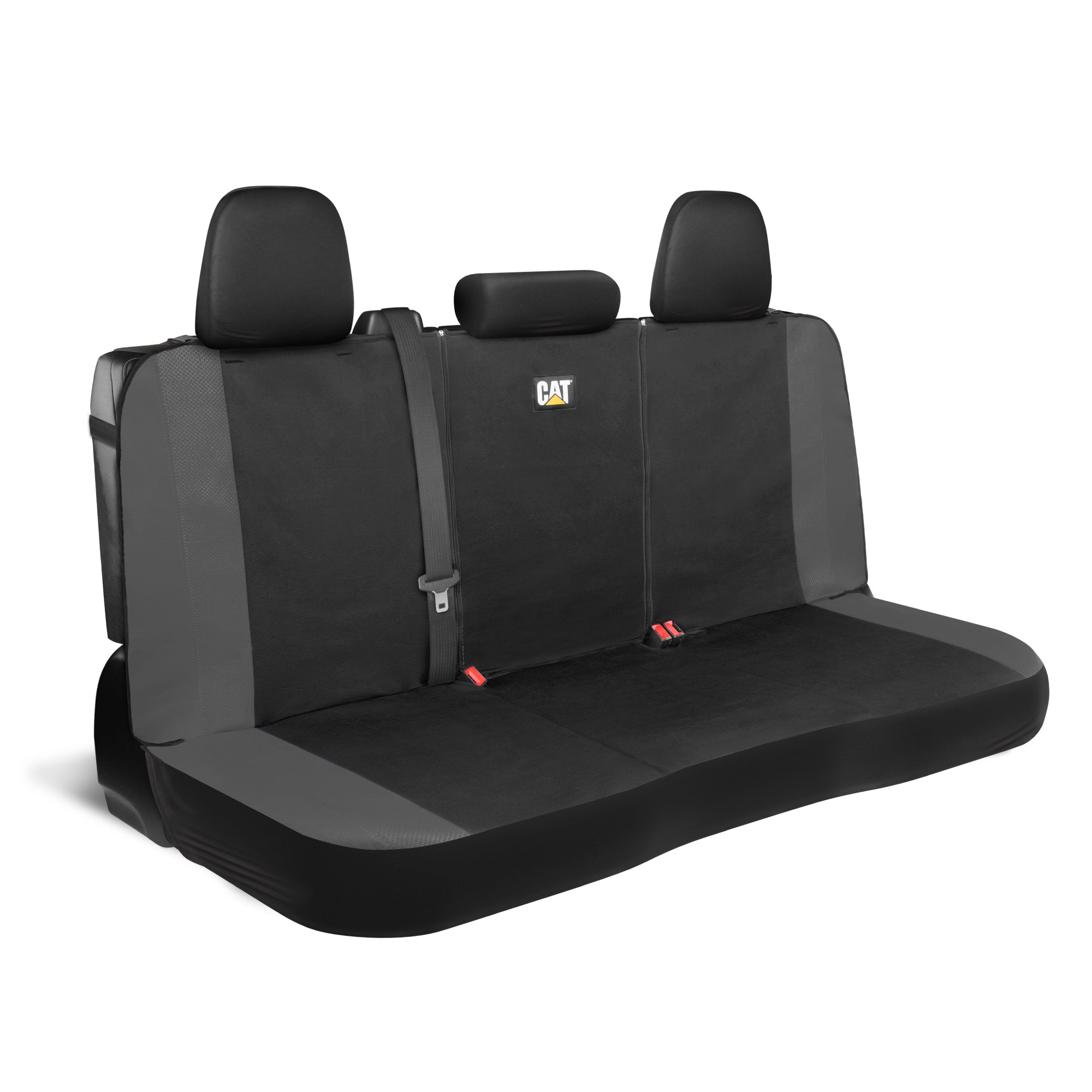 Cat Flexfit Gray Rear Seat Cover for Car – Durable Canvas & Mesh Design 60/40 Split Bench Protector for Cars, Trucks & SUVs – Back Seat Cover for Rear Bench – Interior Car Accessory