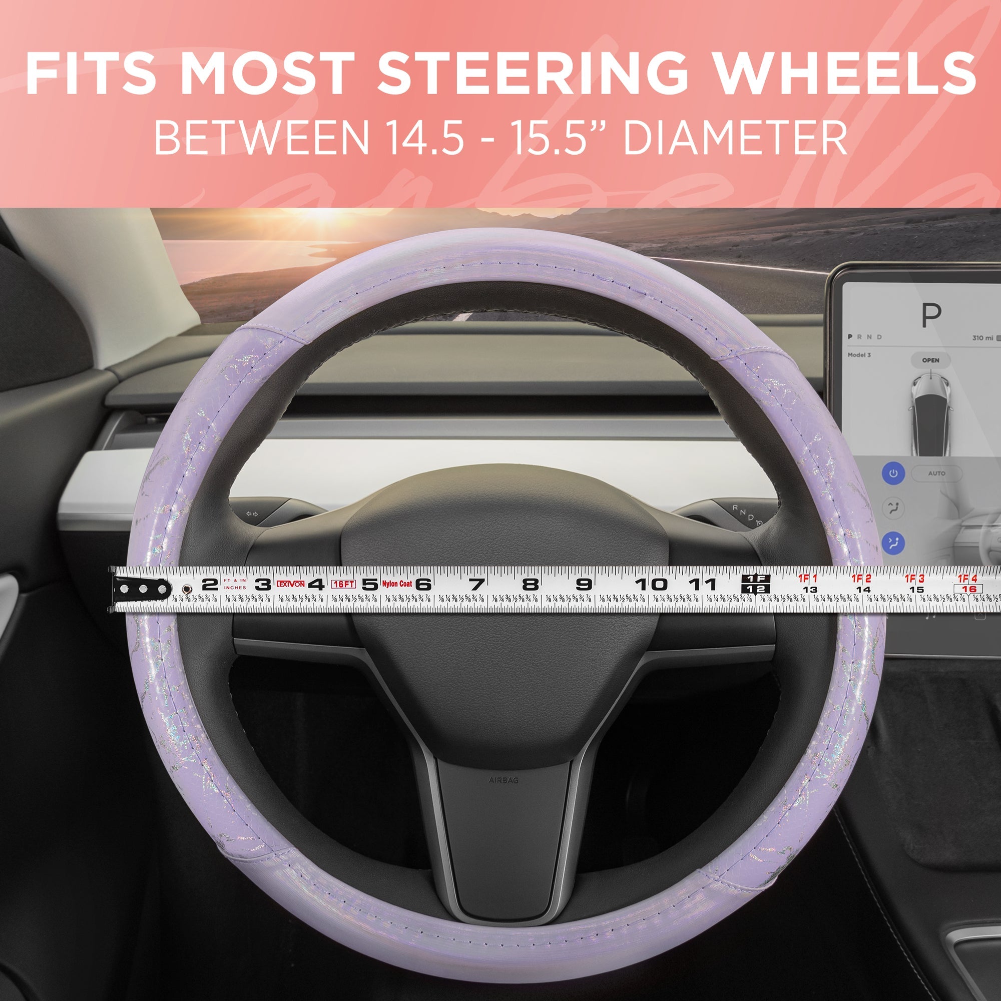 Carbella Holo Crackle Steering Wheel Cover (Fits 14.5" - 15.5")
