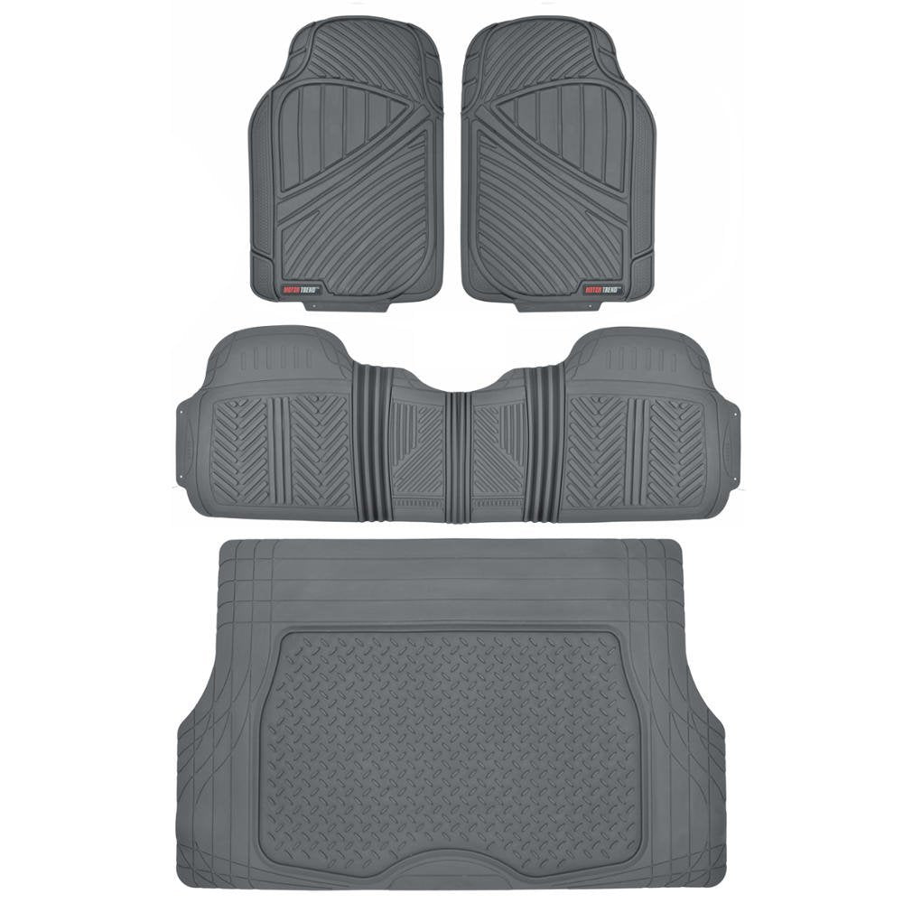 MotorTrend 4-Piece FlexTough Performance Deep Channel Front Floor Mats, Rear Floor Mat, and Trunk/Cargo Mat - Heavy Duty, All Weather, Trim to Fit