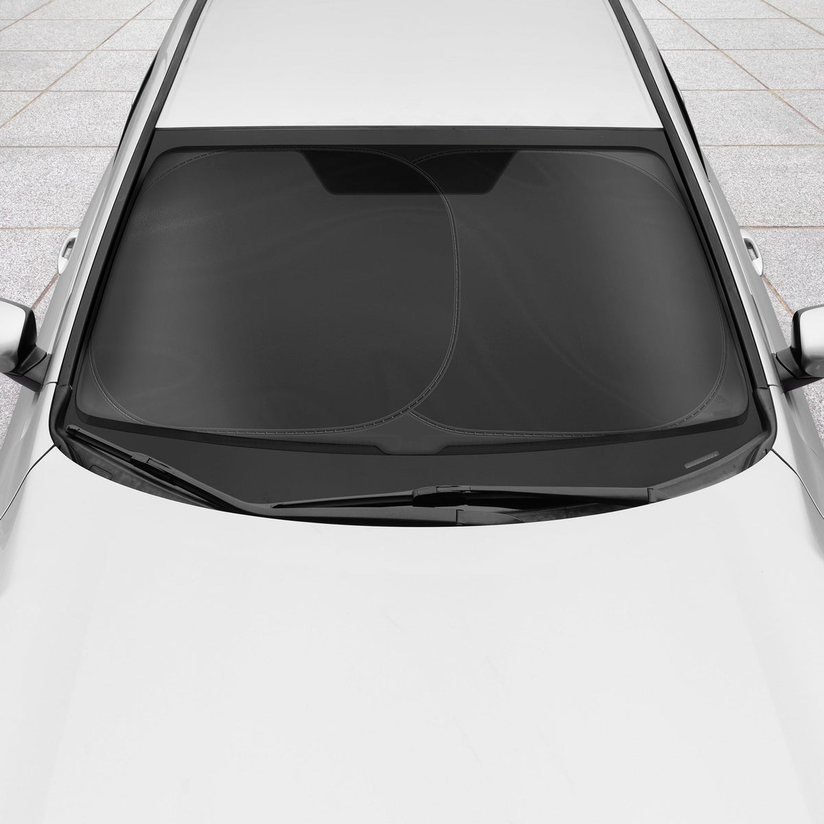 Carbella 2PC Black Car Windshield Sun Shade - Car Accessories Sunshade for Windshield - Blocks UV Rays Sun Visor for Window Protector - Easy Setup Keeps Your Vehicle Cool - 31.75 x 28.77
