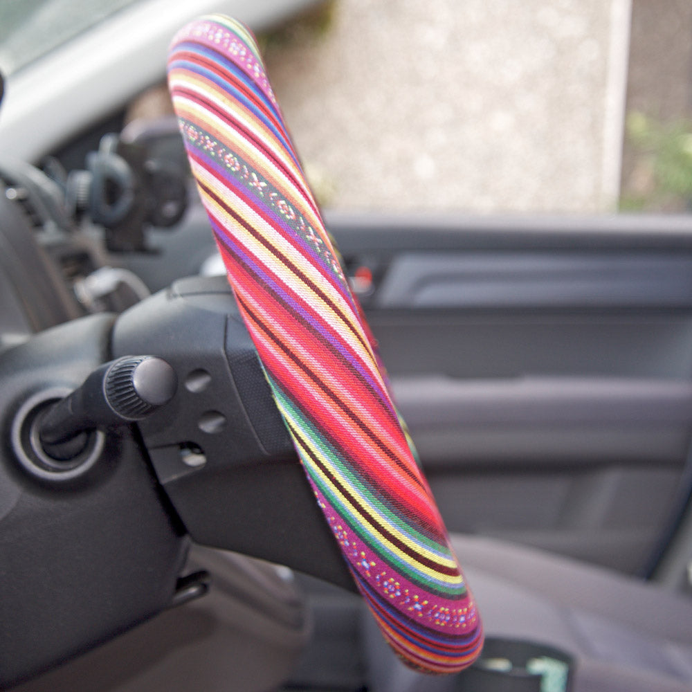 BDK Pink Woven Boho Bohemian Steering Wheel Cover (Fits 14.5" - 15.5")
