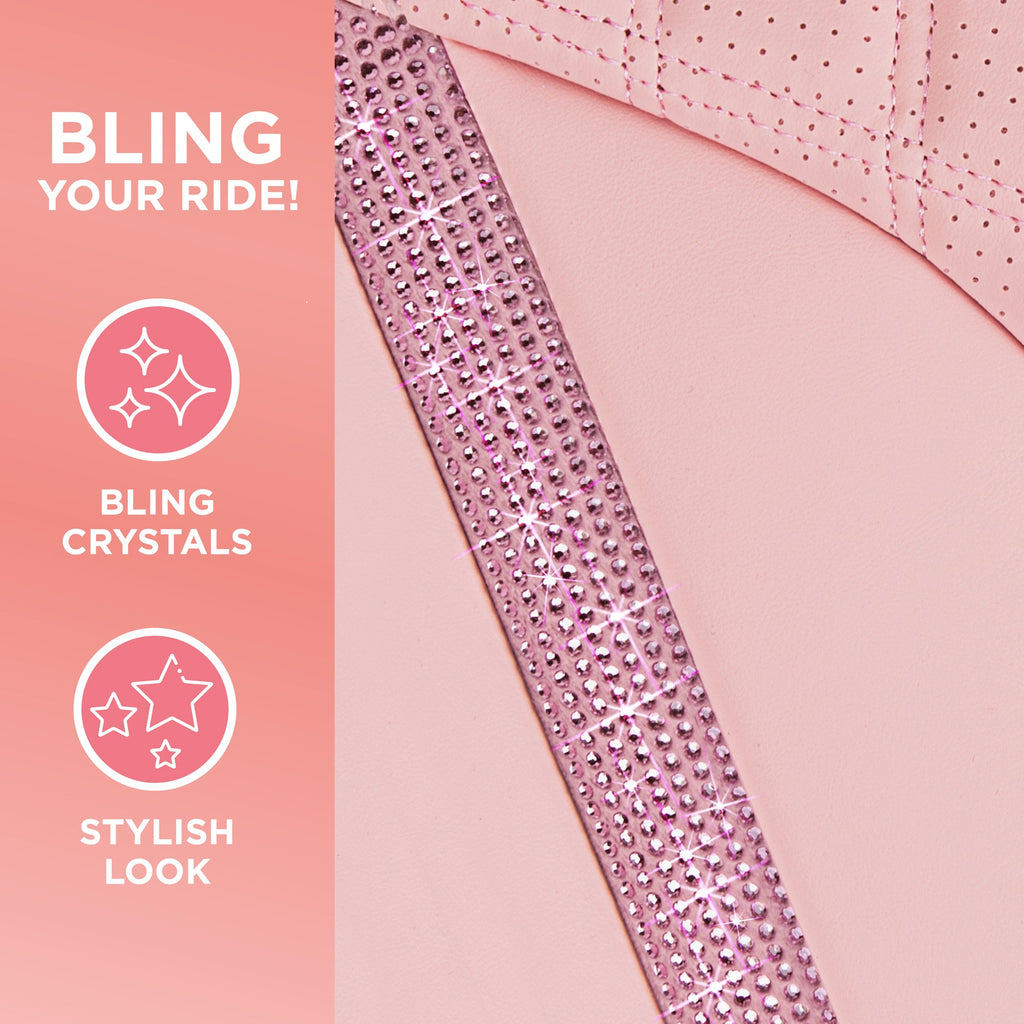 Carbella 2-Pack CrystalClear Luxurious Leatherette Front Seat Covers with Crystals