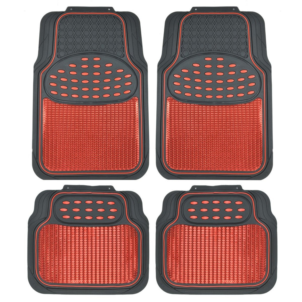 BDK 4-Piece Centered Cushioned Grip Pad Front Floors Mats and Rear Floor Mats - Heavy Duty, All Weather, Trim to Fit