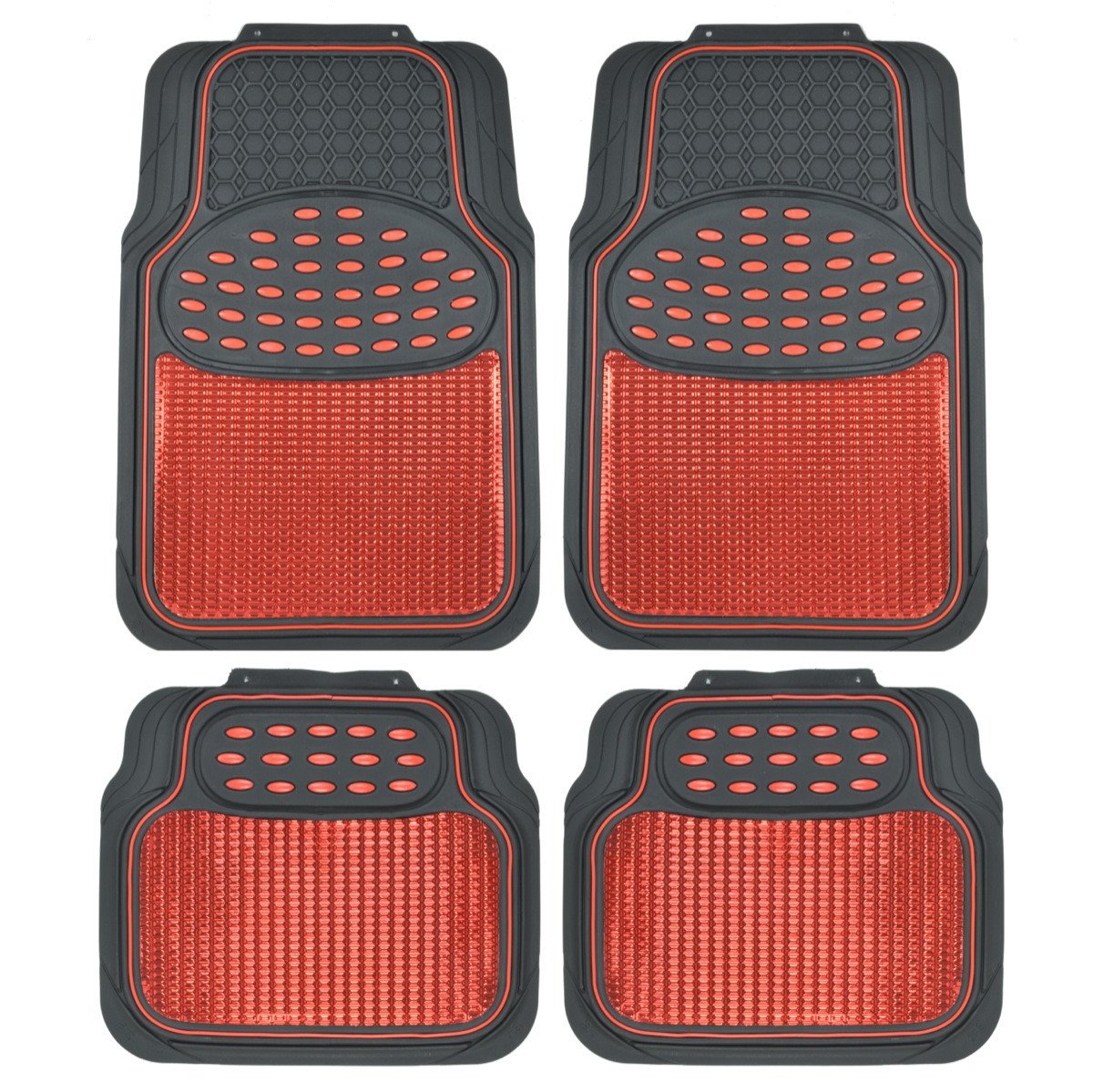 BDK 4-Piece Centered Cushioned Grip Pad Front Floors Mats and Rear Floor Mats - Heavy Duty, All Weather, Trim to Fit
