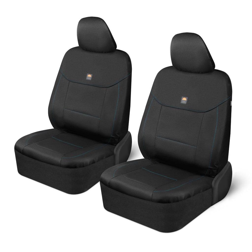 C&C Napa Leatherette 2 Front Seat Covers - Faux Leather Car Seat Protectors for Cars & Trucks - UV-Resistant, Easy to Clean, Semi-Universal Fit - Stylish Coastal Design for Summer Car Interior Upgrade