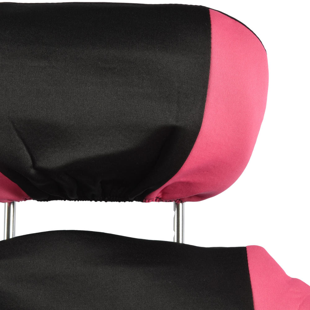 BDK 12-Piece Hot Pink Heels Front Seat Covers, Rear Seat Covers, Seat Belt Pads, and Steering Wheel Cover (Fits 14.5" - 15.5")