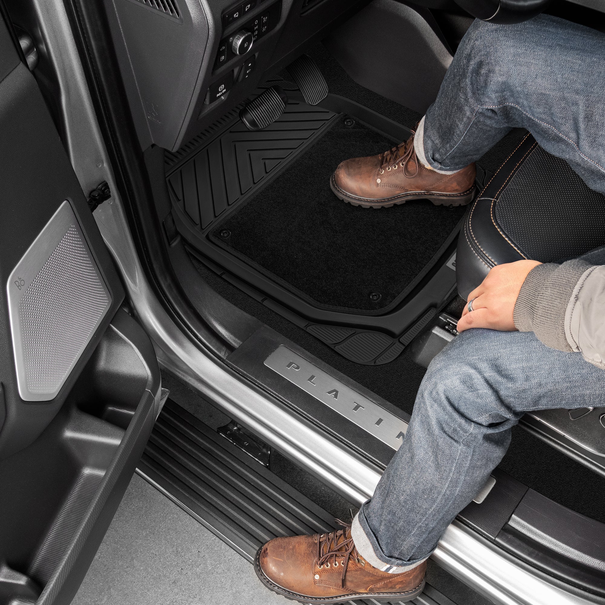 CAT 4-Piece Detachable Carpet Deep Dish Front Floor Mats and Rear Floor Mats - Heavy Duty, All Weather, Trim to Fit