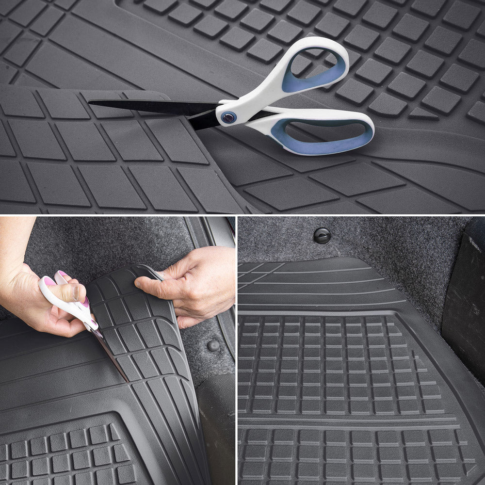 MotorTrend FlexTough Square Groove Trunk/Cargo Liner Mat - Heavy Duty, All Weather, Trim to Fit (54" x 37")