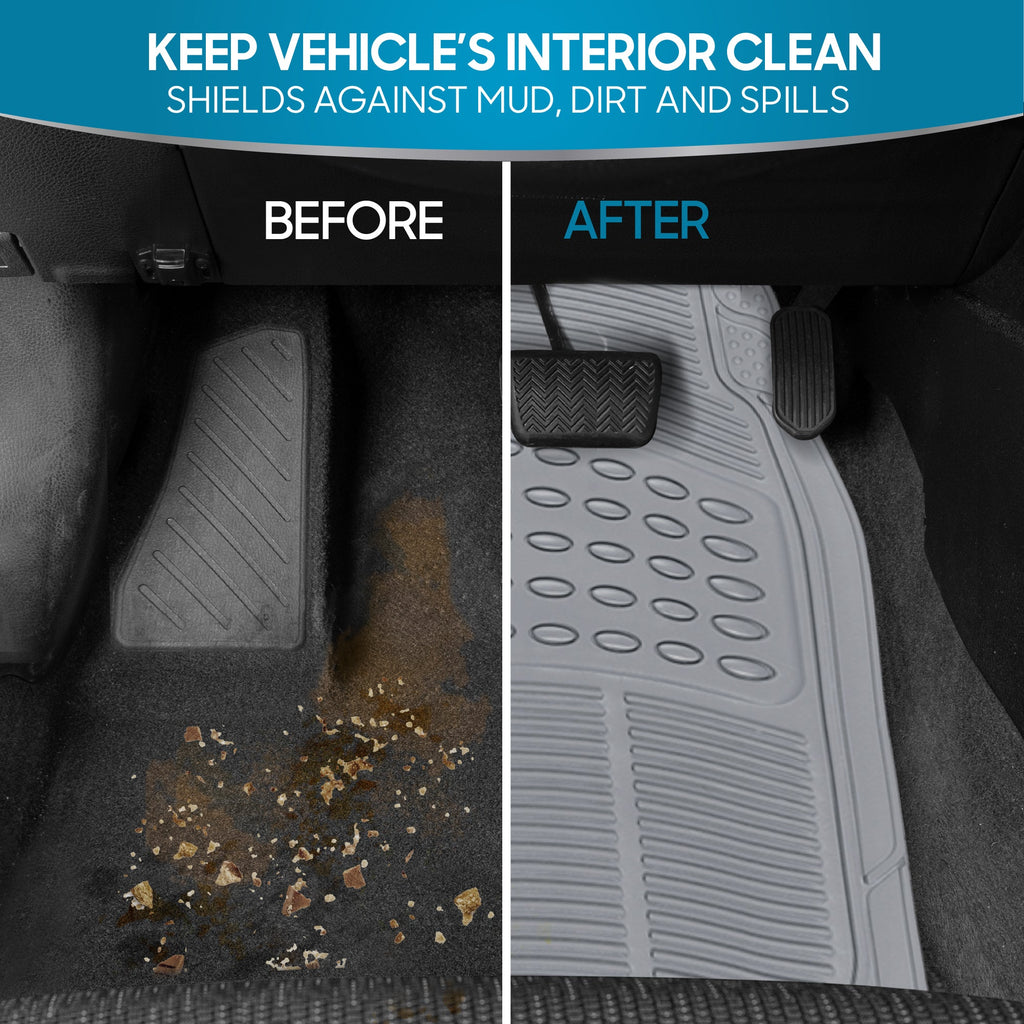 BDK 3-Piece ProLiner Front Floor Mats and Rear Floor Mats - Heavy Duty, All Weather, Trim to Fit