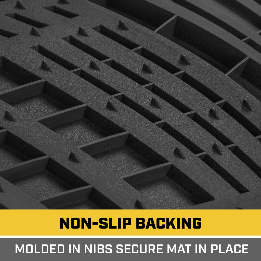 CAT 3-Piece ToughRide Rubber Front Floor Mats and Rear Floor Mats - Heavy Duty, All Weather, Trim to Fit