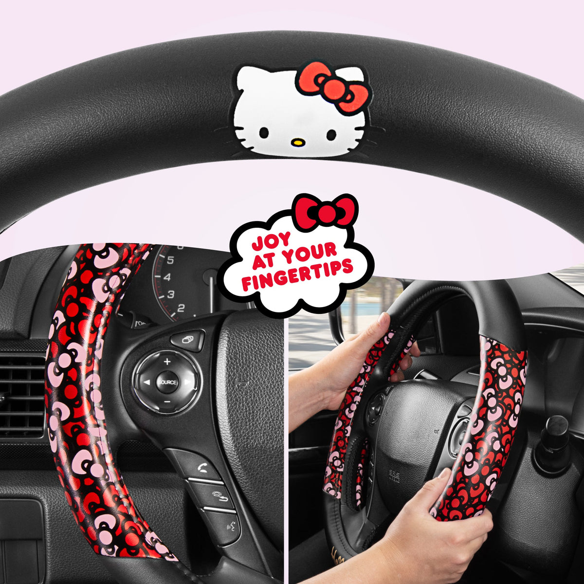 Carbella Sanrio Hello Kitty Bows Steering Wheel Cover (Fits 14.5" - 15")