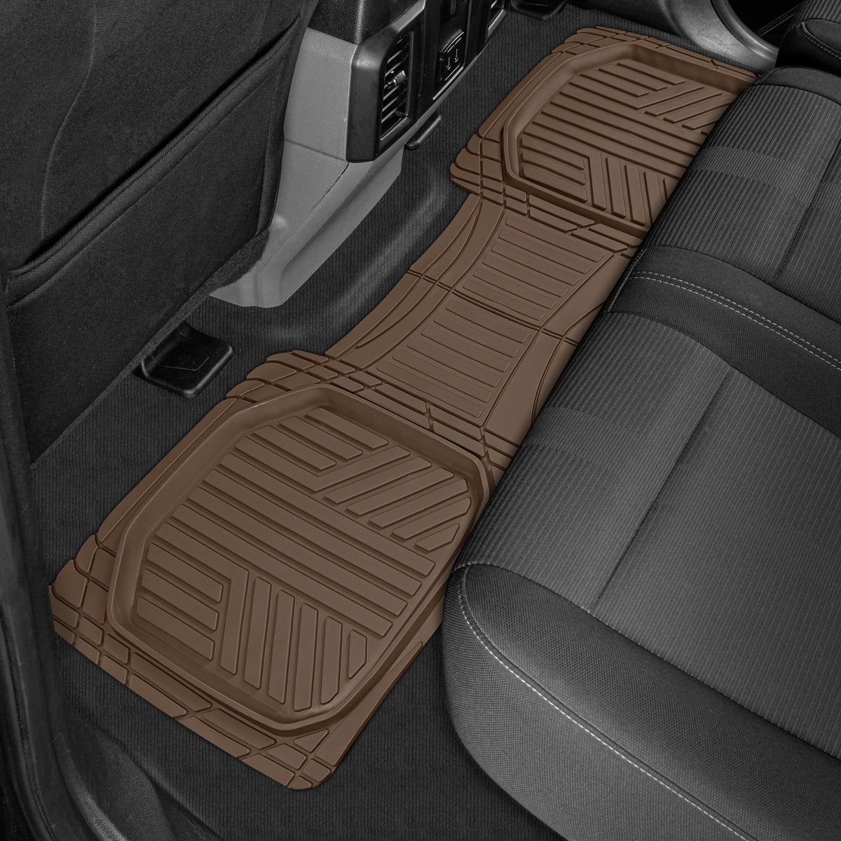 MotorTrend 3-Piece FlexTough Plus Deep Dish Line Grooves Front Floor Mats and Rear Floor Mat - Heavy Duty, All Weather, Trim to Fit