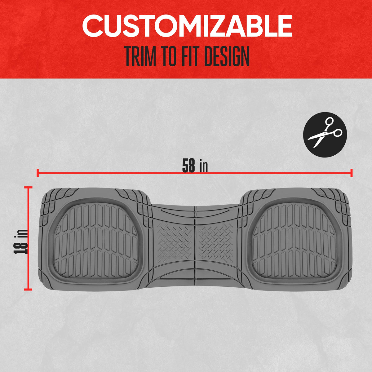 MotorTrend PRO920 Deep Dish Rear Floor Mats - Heavy Duty, All Weather, Trim to Fit