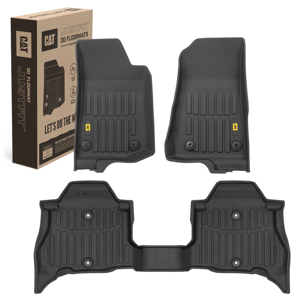 CAT 3-Piece JustFit™ 3D Front Liner Mats and Rear Liner Mats for Jeep Wrangler 4XE (2021 - 2026) - Heavy Duty, All Weather, Custom Fit