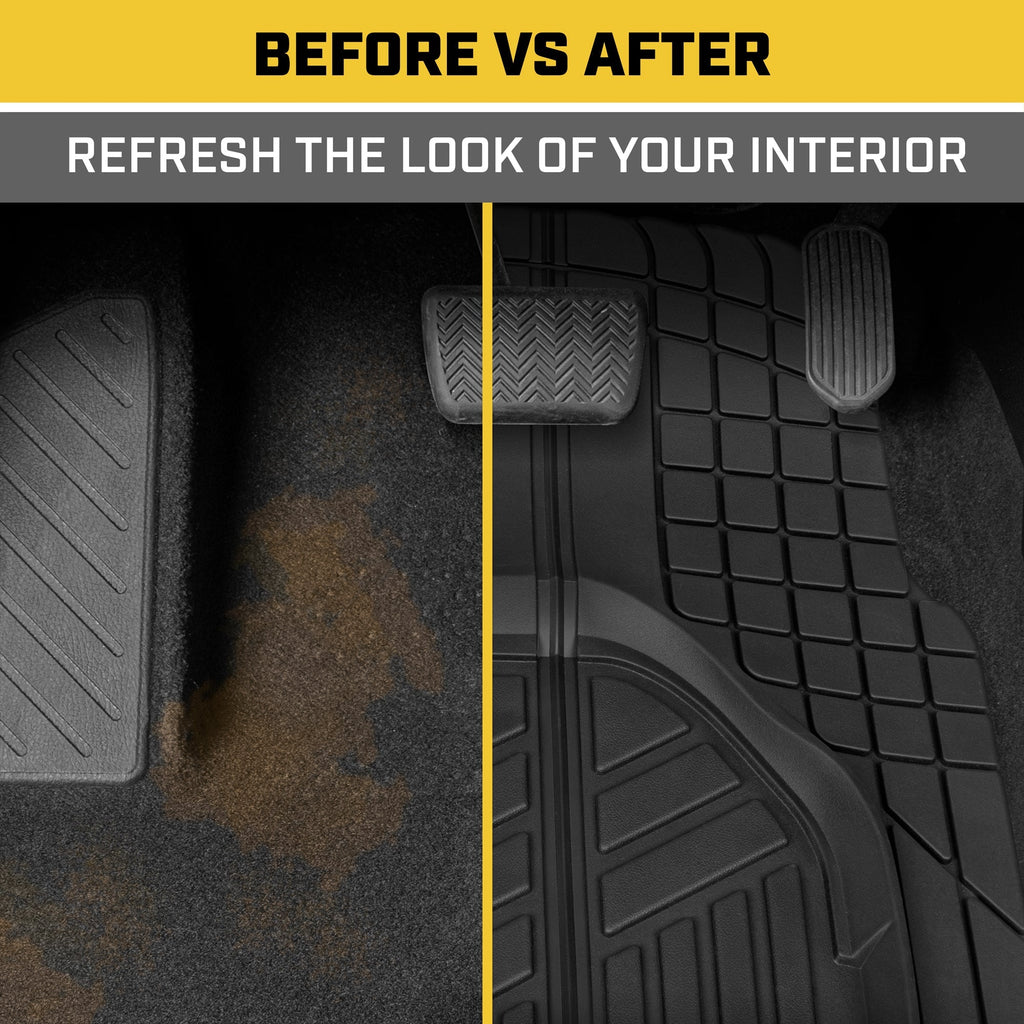 CAT 3-Piece Deep Dish Reservoir Front Floor Mats and Rear Floor Mats - Heavy Duty, All Weather, Trim to Fit