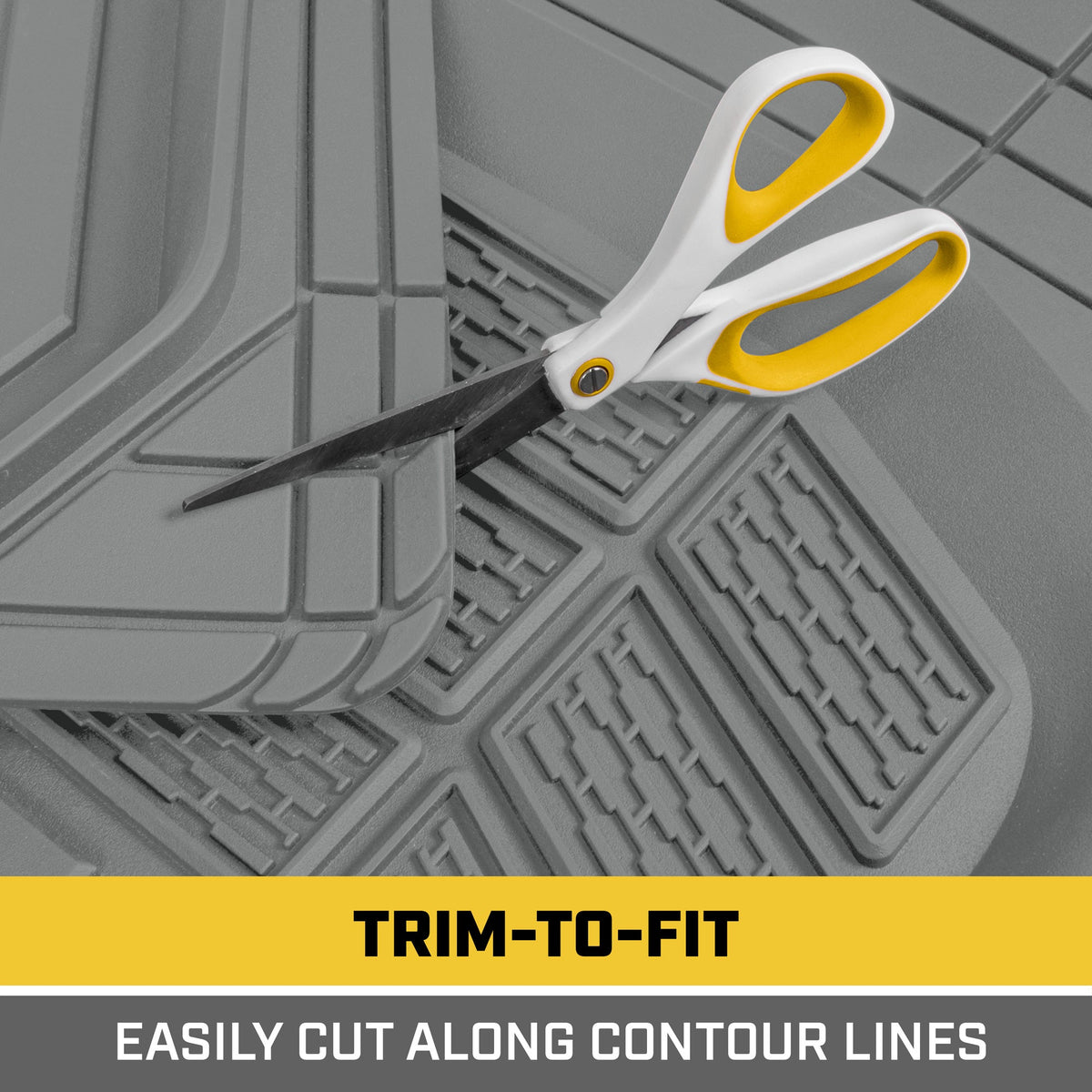 CAT 3-Piece Deep Dish Front Floor Mats and Rear Floor Mats - Heavy Duty, All Weather, Trim to Fit