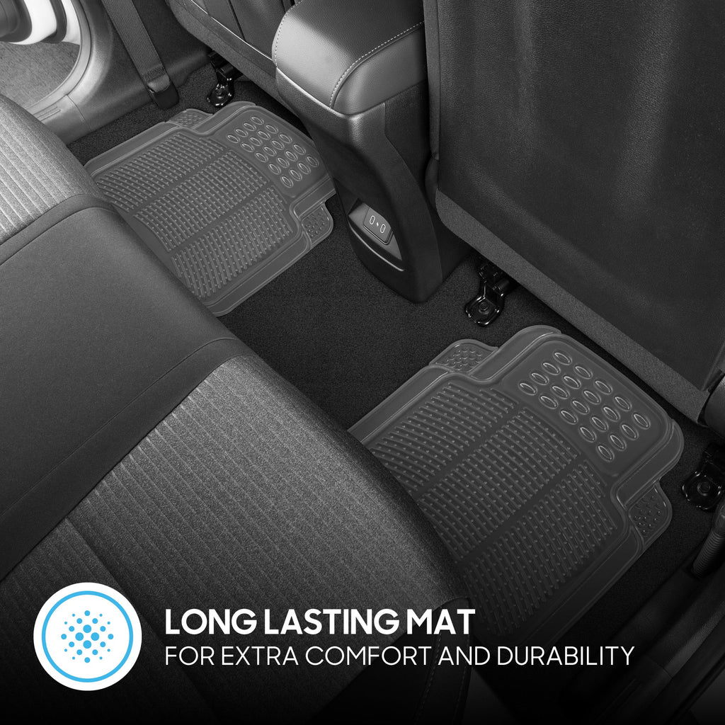 BDK 4-Piece Cushioned Grip Pad Front Floor Mats and Rear Floor Mats - Heavy Duty, All Weather, Trim to Fit