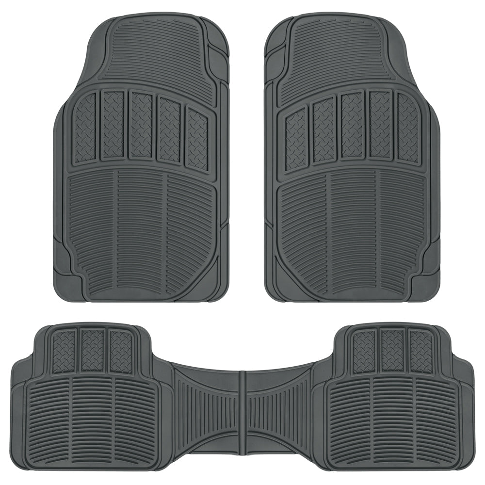 BDK 3-Piece Square Heel Pads Front Floor Mats and Rear Floor Mats - Heavy Duty, All Weather, Trim to Fit