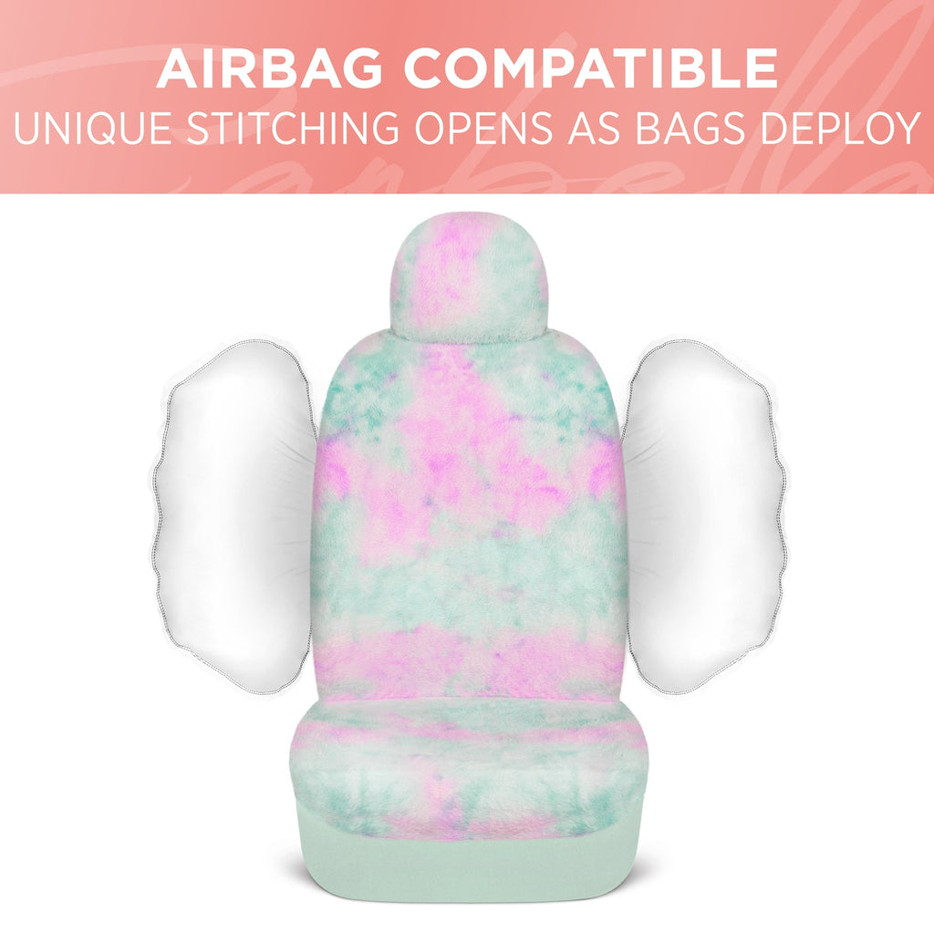 Carbella Plush Mint/Purple Tie-Dye Front Seat Covers