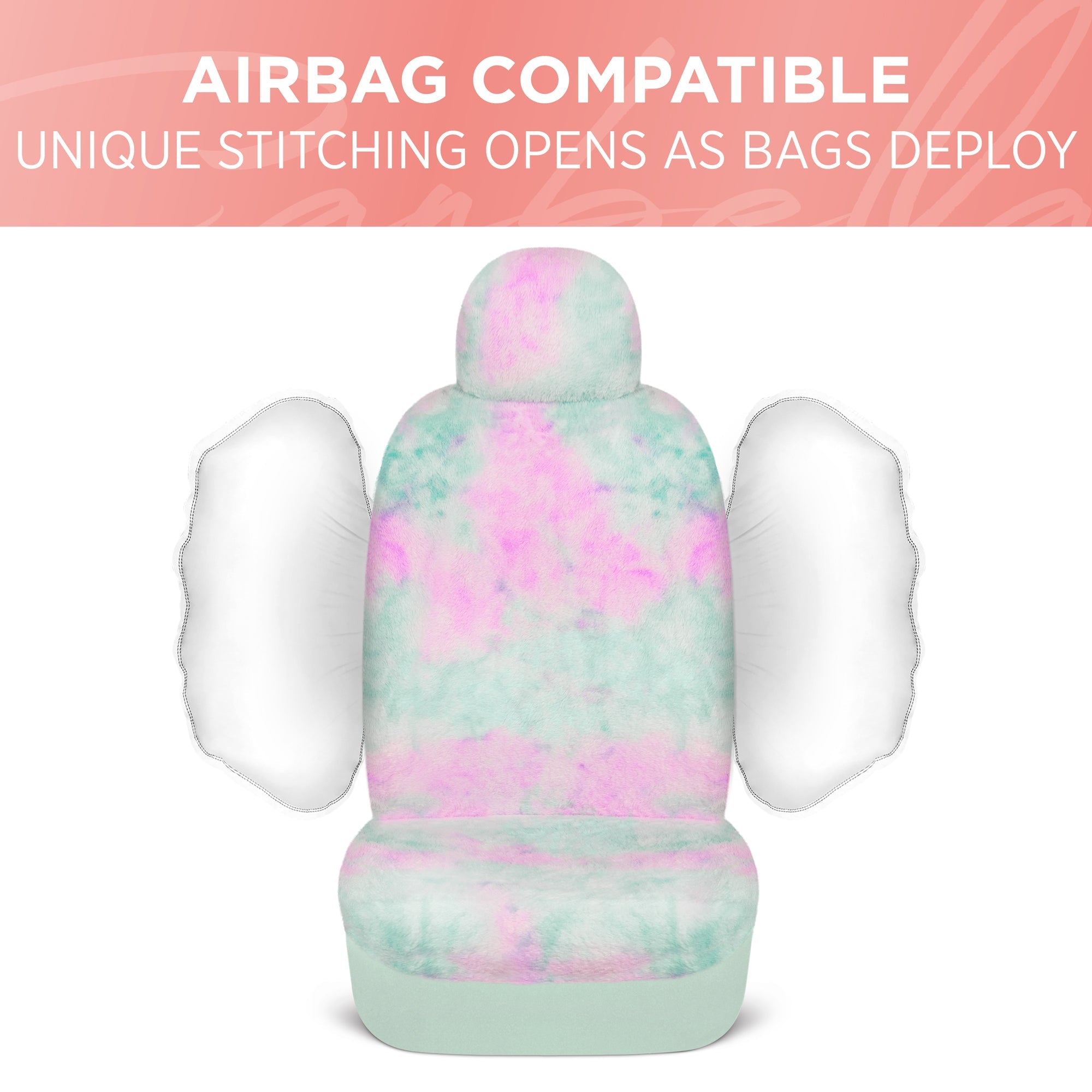 Carbella Plush Mint/Purple Tie-Dye Front Seat Covers