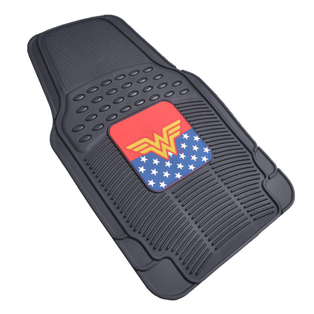 BDK Armored Super Hero Car Floor Mats - Officially Licensed DC Comics - All Weather Heavy Duty Auto Interior Liners for Car Truck Van SUV (Multiple Styles)