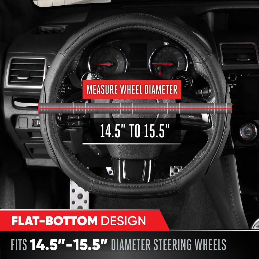 MotorTrend Stealth D-Shaped Steering Wheel Cover (Fits 14.5" - 15.5")