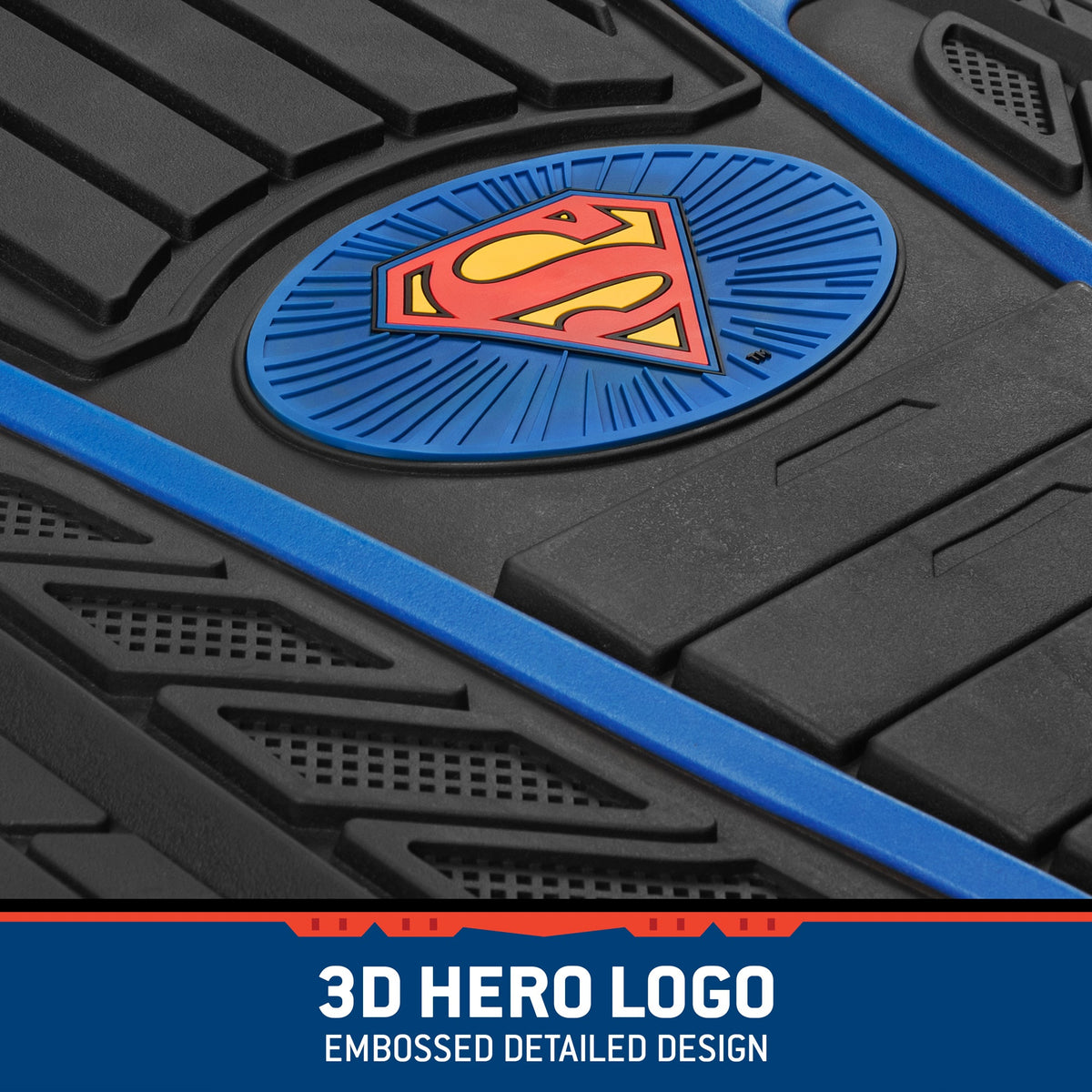 BDK Armored Super Hero Car Floor Mats - Officially Licensed DC Comics - All Weather Heavy Duty Auto Interior Liners for Car Truck Van SUV (Multiple Styles)