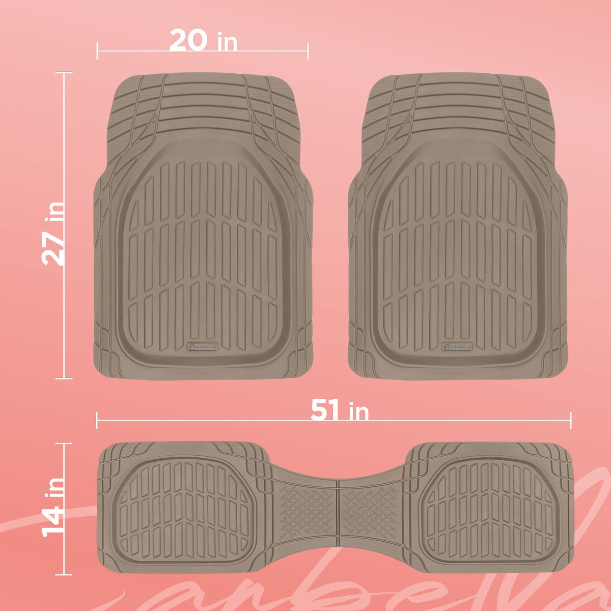 Car Floor Mats - FlexTough Deep Dish Rubber All Weather Protection for Cars SUV Trucks Beige Automotive Accessories
