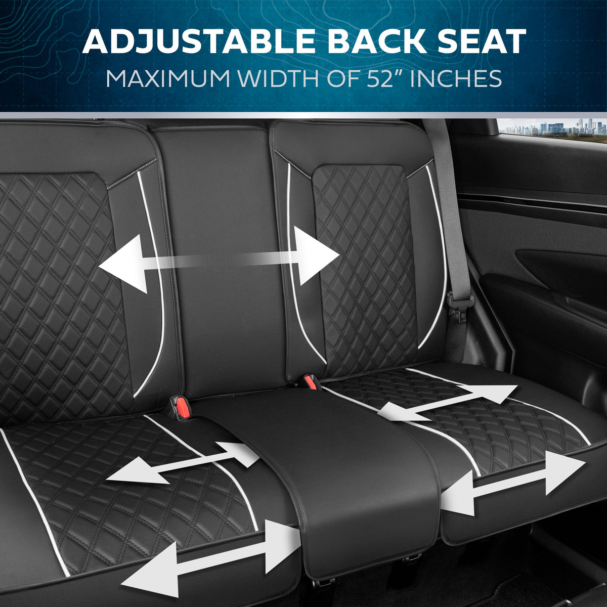 MotorBox 7-piece Prestige Edition Premium Faux Leather Diamond Stitched Cushion Rear Seat Covers