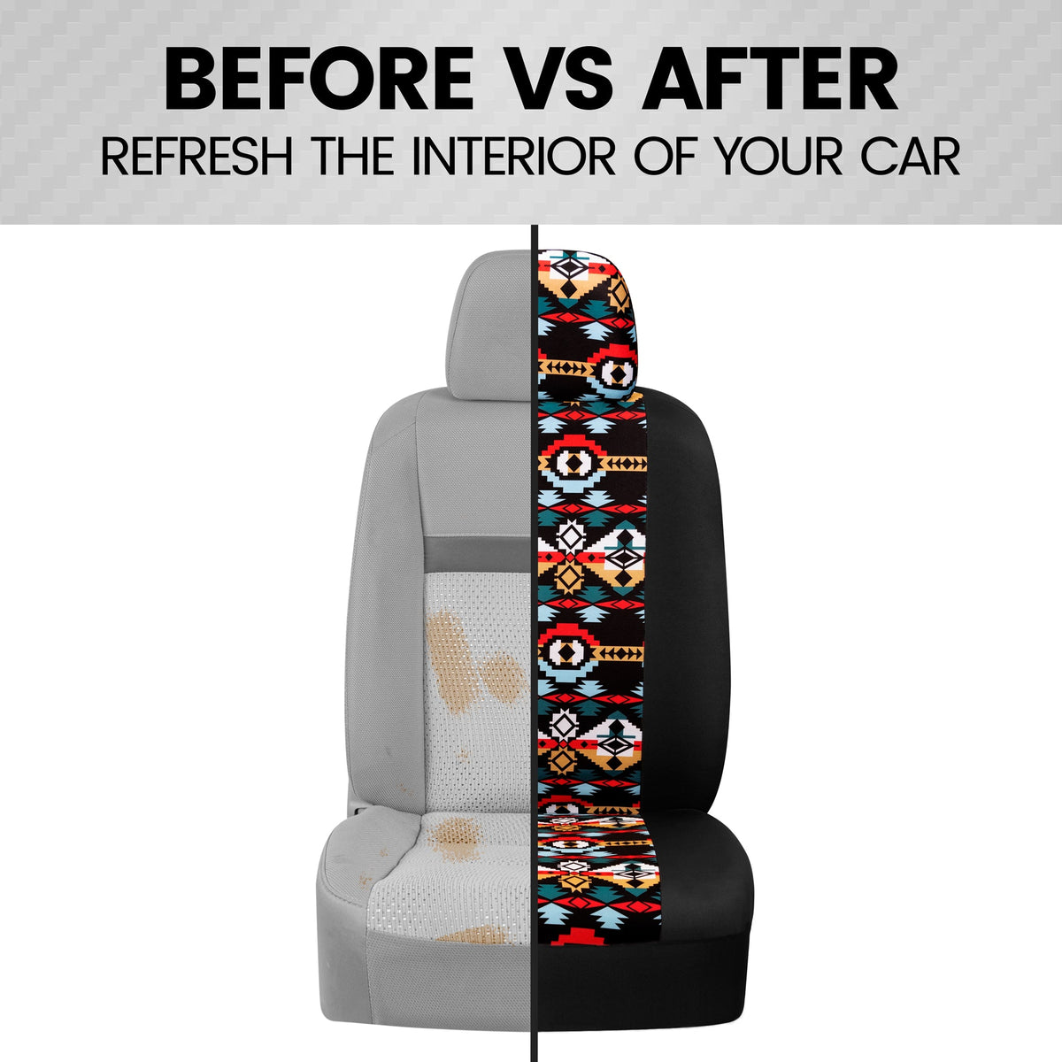 BDK 2-Pack Aztec Pattern Front Seat Covers