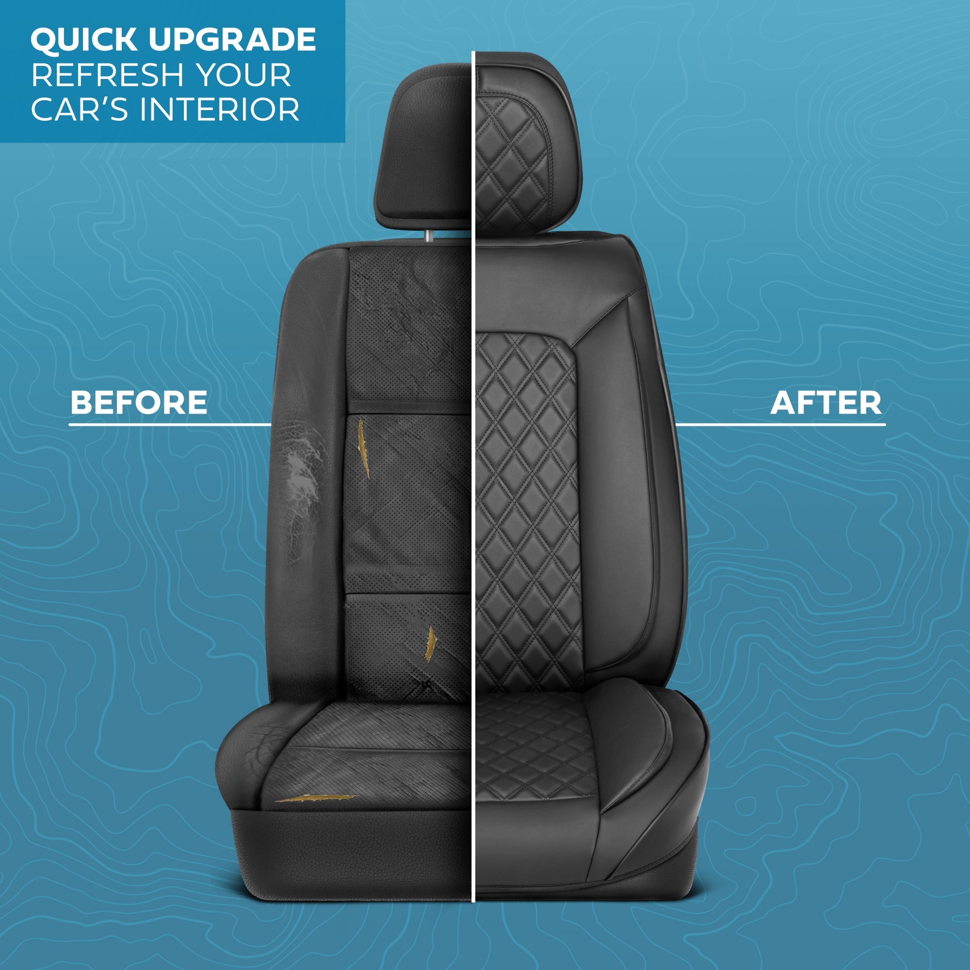 MotorBox Elite Edition Faux Leather Seat Covers for Cars, Trucks, & SUV - 2 Black Car Seat Covers for Front Seats - Universal Fit Car Accessories Automotive Interior Cover Protector for Most Vehicles