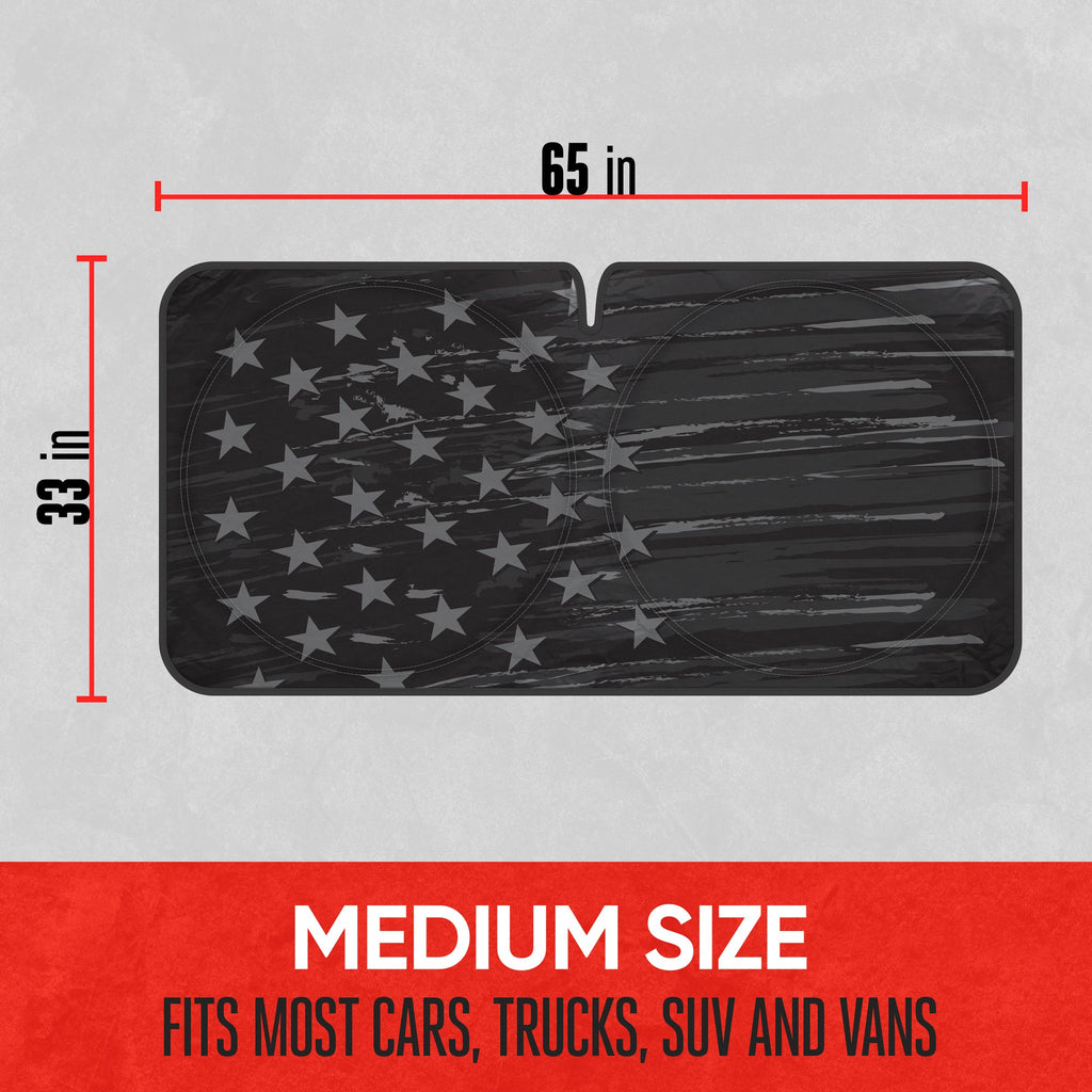 MotorTrend USA Vintage Flag Front Windshield Sunshade - Medium (65" x 33")