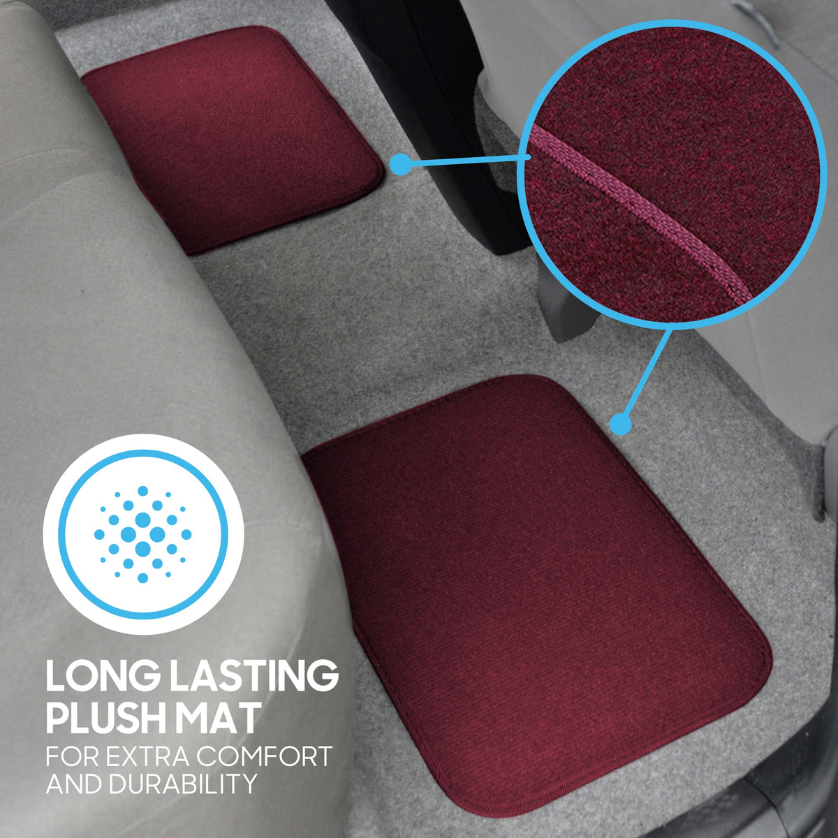 BDK 4-Piece Premium Carpet Non-Slip Heel Pad Front Floor Mats and Rear Floor Mats