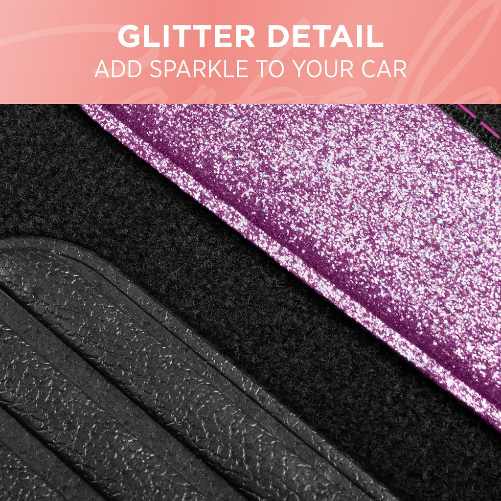 Carbella 4-Piece Sparkle Glitter Front Floor Mats and Rear Floor Mats