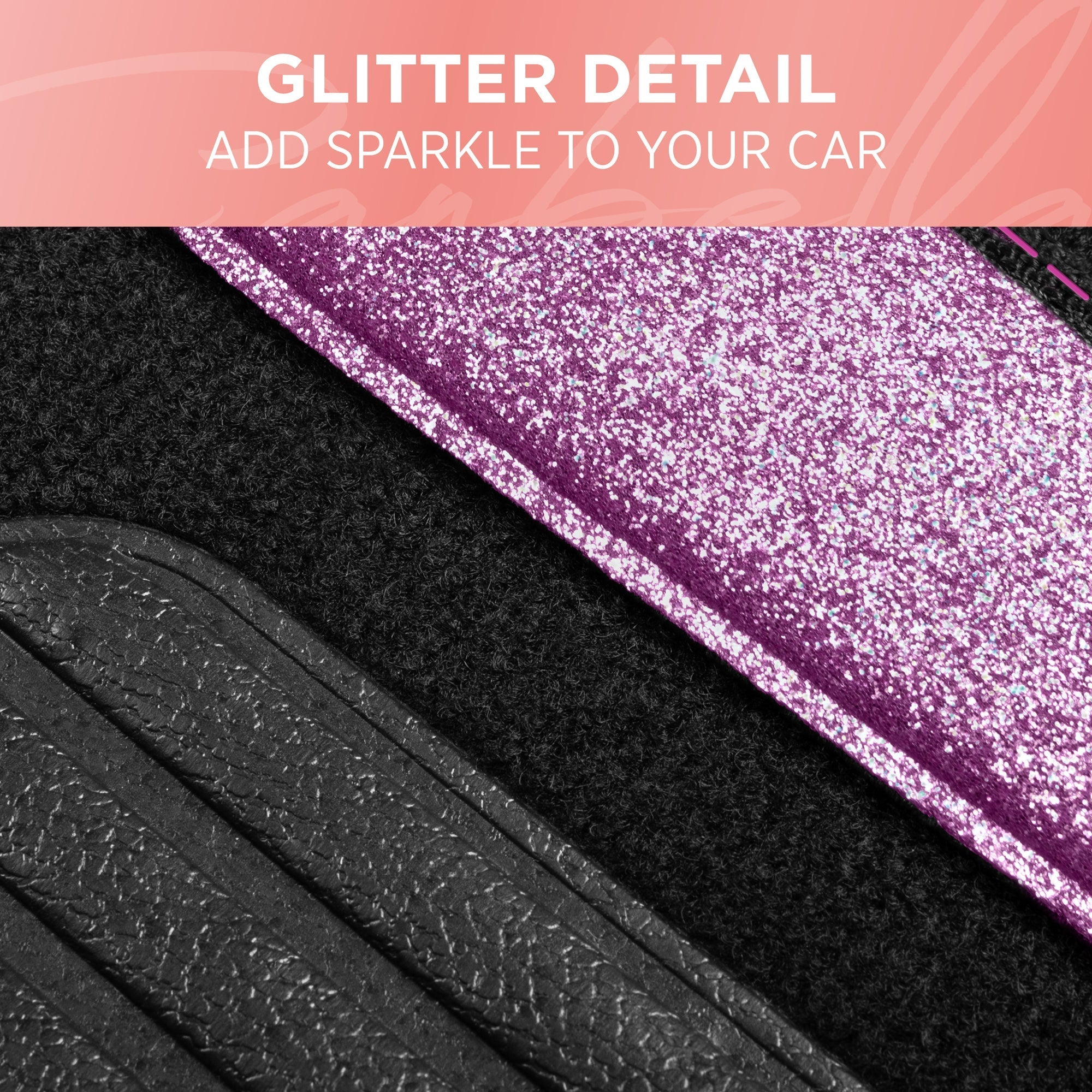 Carbella 4-Piece Sparkle Glitter Front Floor Mats and Rear Floor Mats