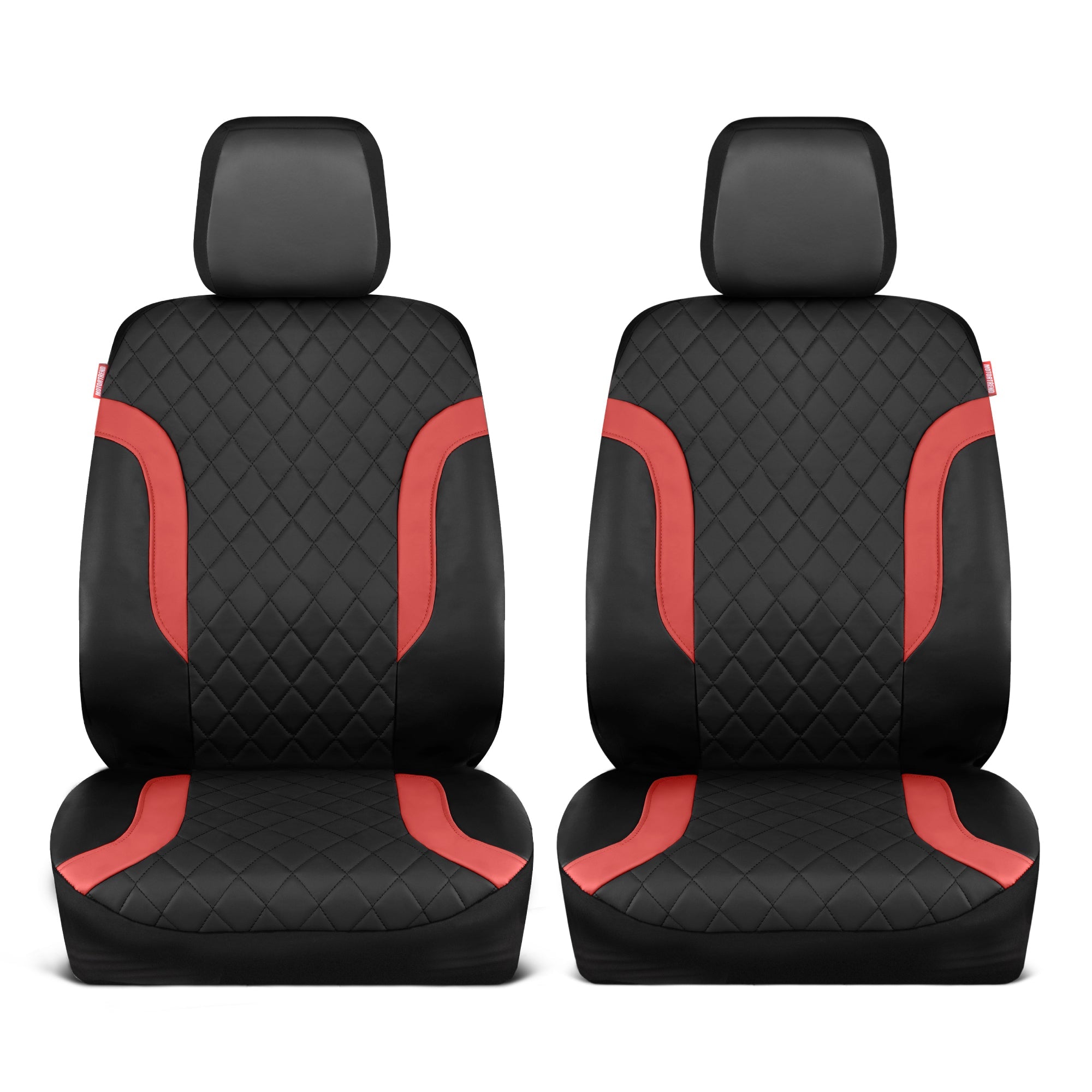 Motor Trend Faux Leather Seat Covers For Trucks, Cars, & SUV - Front Black & Red Car Seat Cover Set - Universal Fit For Most Automotives - Forros Para Asientos De Carro - CarSeat Covers Accessories