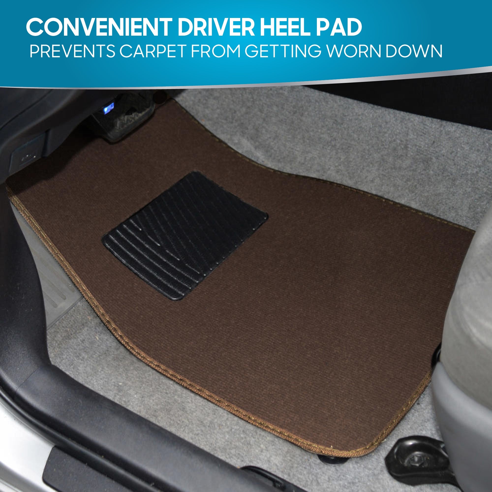 BDK 4-Piece Premium Carpet Non-Slip Heel Pad Front Floor Mats and Rear Floor Mats