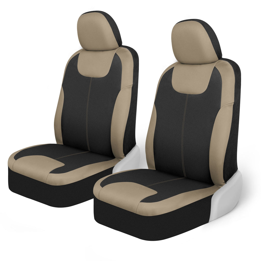 MotorTrend 2-Pack Neoprene Two-Tone Front Seat Covers - Beige